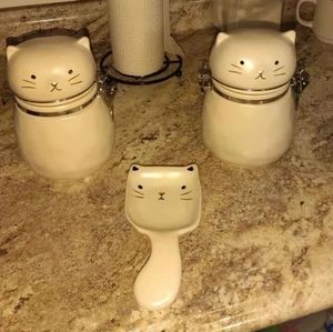 Cat Canister and Spoon Rest Set